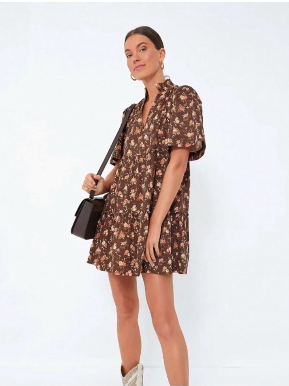 Tuckernuck Brown Floral Ruffle Dress